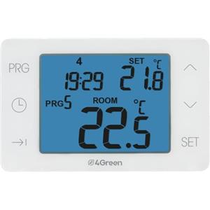 4GREEN CC 15B - Termostato Digitale Batteria Touch Screen per Caldaia, Cronotermostato Settimanale da Parete, Bianco