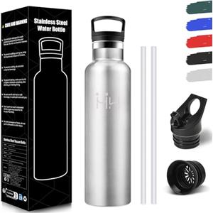 HoneyHolly Borraccia Termica 750ML, Senza BPA, Borraccia Termica Con Cannuccia, Acciaio Inossidabile 18/8, Bottiglia Termica A Prova Di Perdite, Borraccia Acciaio Inox Per Scuola, Palestra, Sport, Bici
