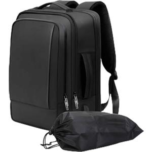 Alyvisun Zaino Bagaglio a Mano 42x30x20, Zaino Viaggio 18,9-25,2 L Espandibile, Travel Backpack con Scomparto per Laptop e Tasca per Scarpe, per Imbarco, Affari, Viaggi, Nero