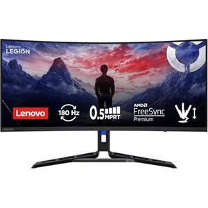 Lenovo Legion R34w-30 Gaming Monitor Curvo 34" WQHD (3440x1440) VA, 0.5ms MPRT, 180Hz, Altoparlanti 2x3W, 2x HDMI 2.1 e DisplayPort 1.2, AMD FreeSync Premium, Cavo DP incluso - Raven Black