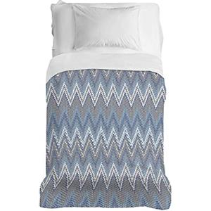 PENSIERI DELICATI Copriletto 170 x 280 cm, Telo Singolo 100% Cotone Pique, Ideale Come Telo Arredo, Coperta Salva Letto 1 Piazza, Fantasia Spinato Azzurro, 100% Made in Italy