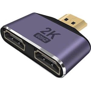 HuaLiSiJi HDMI Splitter 1 in 2 Out 2K 60Hz Adattatore HDMI Maschio Doppia Femmina Trasmissione unidirezionale per Sale Riunioni e Ambienti di Test