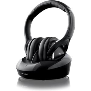 Meliconi Cuffie 600 Pro, Cuffia TV Wireless Universale con Base Ricarica | Portata 100 mt, Cavo Audio Aux da 3.5mm e Cavo Audio Toslink in dotazione, Nero, 18.3 x 28.5 x 24.5 cm