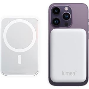 lumea PowerBank per Magsafe - 5000 mAh Bianco o Nero Power Bank Magnetico Caricatore Wireless Portatile Ricarica Rapida - Batteria Esterna per iPhone 17 16 15 14 13 12 Mini Pro Max (Bianco)