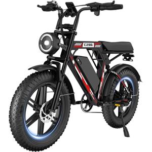 HiQiS Bicicletta Elettrica 20 x 4.0, Motore 250W, 7 Velocità, Batteria Rimovibile da 48V 15Ah / 17.5Ah, Autonomia di 50-90 km, Bici Elettrica Doppia Sospensione, E-Bike per Adulti e Adolescente