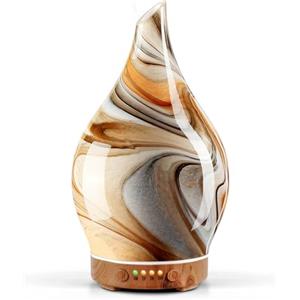 Porseme Diffusore di aromi 150ml,Vetro soffiato a mano,Silenzioso | Umidificatore Ultrasuoni, 7 LED che Cambiano Colore, senza BPA, Diffusore per Ambienti con Timer per casa,yoga (Deep Desert)