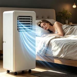 HOUXINZ Climatizzatore Autonomo Portatile Potente Pompa di Calore 12000 BTU Raffresca e Riscalda, Condizionatore Senza unità Esterna Silenzioso con Telecomando a Rotell, 18000btu