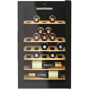 CANDY DiVino, Cantinetta vino a libera installazione 41 bottiglie con porta in vetro e luce LED, compatta e salvaspazio, A×P×L 84,5×54,5×49 cm, Nera - CWC 150 MHF