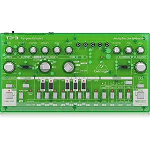 Behringer Sintetizzatore analogico di linea basso TD-3-LM con VCO, VCF, sequenziatore a 16 fasi, effetti di distorsione e catena poli a 16 voci, compatibile con PC e Mac