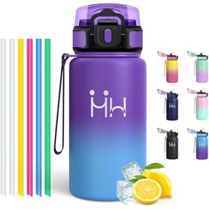Motswedi Borraccia Termica 500 ml, con Cannuccia, Borraccia Acciaio Inox, per Bevande Calde e Freddo, Borracce Termiche, per Bici, Campeggio, Sport, Palestra, Viola pallido & azzurro cielo