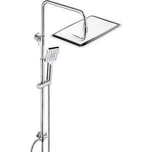 JOHO Colonna Doccia in Acciaio INOX senza Miscelatore Termostatica, Asta Doccia Saliscendi con Soffione e Doccetta, Set Doccia a Pioggia con Soffione 35x25 cm Cromo
