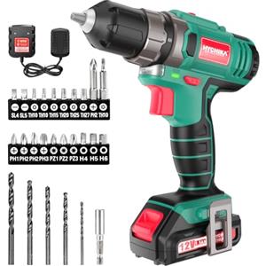 HYCHIKA BETTER TOOLS FOR BETTER LIFE HYCHIKA Trapano Avvitatore Batteria 12V, Avvitatore a Batteria 30 Nm, 21+1 Impostazioni Di Coppia, 2 Velocità Regolabili, 26 Accessori, Luce LED, Adatto per il fai da te in casa e in giardino