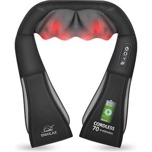 Snailax Massaggiatore cervicale senza fili con calore, massaggiatore Shiatsu ricaricabile con cinghia regolabile, 2 livelli di intensità, durata della batteria di 60 minuti, regalo per donne e uomini