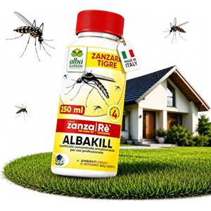 Albagarden - Insetticida Antizanzare Giardino Concentrato - Insetticida per Esterno E Interno contro Zanzare Comune e Zanzara Tigre - Barriera Anti Zanzare x 250 ml