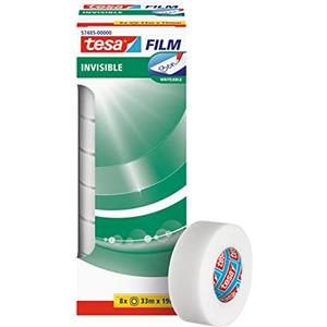 Tesa tesafilm Nastro Adesivo Invisible - Trasparente, 33 m x 19 mm, 8 Pezzi | Pellicola Adesiva quasi Invisibile, Senza Perdita di Qualità - Strappabile a Mano - Silenziosa, Resistente agli UV e all'Età
