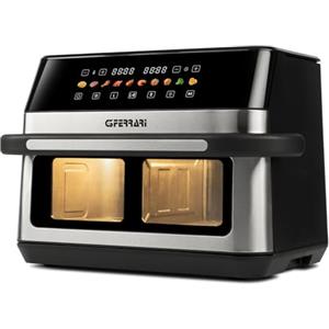 G3 Ferrari G10223 Friggitrice ad Aria, Friggisano 6+6, 2200 W, 12 Lt, 10 Programmi, Display a Colori, Funzione Essiccatore, Luce Interna, Contenitore e Vassoio Antiaderenti, Ricettario Incluso