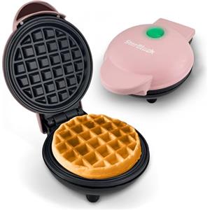 StarBlue Mini Waffle Maker di StarBlue Rosa - Macchina classica antiaderente per waffle e panini,formato rotondo individuale,elettrodomestico da cucina portatile,220-240V,50/60Hz,350W,Spina UK,adattatore UE