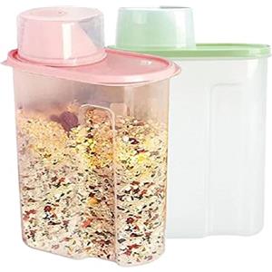 Pamtns Contenitore Ermetico 2 Pezzi per Riso e Cereali - Dispenser Portatile in Plastica