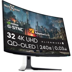 Alienware 32 Monitor Gaming - AW3225QF, 4K UHD (3840x2160), 240Hz, QD OLED | 0.03ms, NVIDIA G-SYNC Compatible, 1700R Curvo, HDR, Dolby Vision, USB-C, DisplayPort, 2 HDMI, 4 USB, 3 Anni di Garanzia