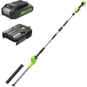 Greenworks 24V Tagliasiepi ad Asta con Albero Divisibile, Lame 51cm a Doppia Azione, Taglia Fino a 28mm, Testa Rotante a 112.5°, 3200spm, Batteria e Caricabatterie, Garanzia 3 Anni PH24B211-01