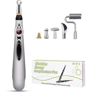 XSEXO Penna per agopuntura elettronica per la terapia del sollievo dal dolore - Penna elettrica per agopuntura con massaggiatore per il corpo Meridian Energy con 5 teste di massaggio