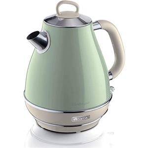 Ariete Bollitore Vintage 2869, Bollitore Elettrico con Livello Acqua Visibile, Base Cordless a 360°, Spegnimento Automatico, Filtro Tisana, Capacità 1,7 L, Acciaio Inossidabile, 2000W, Verde