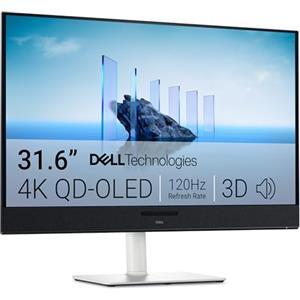 Dell 32 Plus Monitor - S3225QC, 4K UHD (3840x2160), 120Hz, QD OLED, 0.03ms | AMD FreeSync Premium Pro, HDR True Black 400, Dolby Vision, Altoparlanti integrati, 3 USB-C, HDMI, 3 Anni di Garanzia