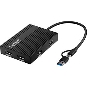 Acasis Adattatore USB C a Dual HDMI DisplayLink, 4K@60Hz, 2 HDMI, 100W PD Charging, DisplayLink Docking Station per Mac M1/M2/M3/Windows, adattatore USB A/C a doppio monitor (Nero)