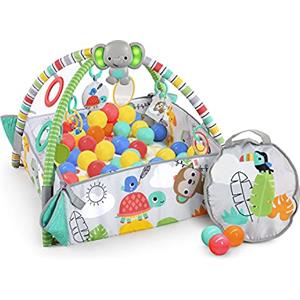 Bright Starts, Palestra di Attività Evolutiva 5in1-40 palline, Arco di Gioco, 7 Giocattoli Rimovibili, 20+ Min di Luci e musica, Sviluppo Motorio, da neonato a bambino - Totally Tropical