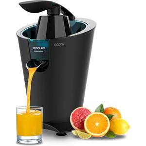 Cecotec Spremiagrumi Elettrico a Braccio per Arance EssentialVita PowerFresh 1000 Black. 1000 W, Filtro in Acciaio, due coni rimovibili, sistema antigoccia, lavabile in lavastoviglie, design elegante