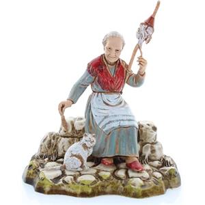 Moranduzzo Filatrice per Presepe da Cm 10 Scala 1:20 - Statuine Presepe Indistruttibili - Stile 700', Pittura Rifinita a Mano, Prodotto Ufficiale, Made in Italy, Scultore M. Landi
