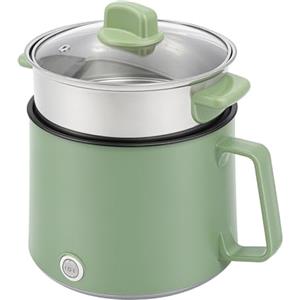 ALFORZAN Hot Pot elettrico da 1,7 l, pentola antiaderente, multicooker, portatile, isolamento termico, doppio controllo della potenza con vaporiera, padella elettrica per pasta, fornello Ramen, dormitorio