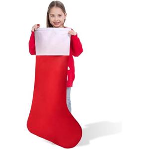 JOYIN Calza di Natale Jumbo da 96,5 cm, calze di Natale extra grandi personalizzate, calze di Natale giganti in feltro, calze di Natale rosse morbide per bambini, adulti, famiglia