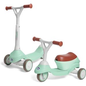 Chicco Monopattino Evolutivo 2 in 1, Cavalcabile da 1 Anno, Monopattino dai 2 Anni, Portata Max 20 kg, Manubrio Sterzante e Ruote Gommate, Leggero e Facile da Trasportare, Cavalcabile per Bambini