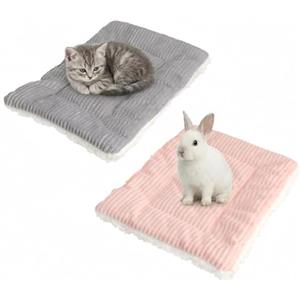 JYYWTSI 2 Pezzi Letto per Coniglio e Porcellini d'India 31 x 21 cm, Accessori Morbidi e Soffici in Peluche, Coperta Calda per Gatti, Lavabile in Lavatrice (L)