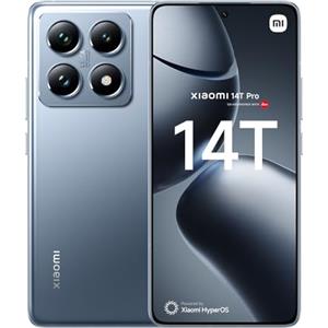 XIAOMI 14T Pro (Smartphone) Display da 6.67'' 144Hz Next-Generation AI, MTK 9300+, Leica Summilux, AISP, Supporta HyperCharge 120W e 50W wireless, 3.4GHz, 12GB+256GB, Titan Blue