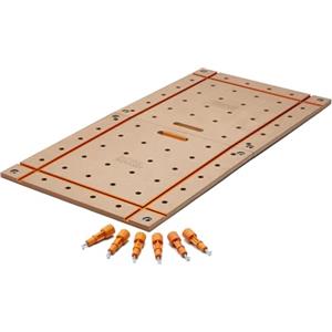 BORA Centipede CK24TM - Piano da lavoro portatile 61 x 243 cm con fori da 20 mm per cani da banco, include 6 maniglie di bloccaggio a rotazione rapida, ideale per falegnameria e cantieri