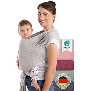 Laleni Fascia Porta Bebe Neonato in Morbido Cotone, Certificata OEKO-TEX, Lunga 5,10m, Fino a 15kg, Grigio Chiaro