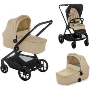 Be Cool Kombo, Passeggino 2 in 1 con Navicella Rigida Rialzabile e Seduta Reversibile, Chiusura Automatica con una Mano, dalla Nascita fino a 22 kg, Beige