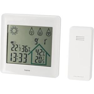Hama Stazione meteo radio con sensore esterno, previsioni meteo, Action (temperatura interna/esterna, umidità, igrometro/termometro, funzione sveglia, funzionamento a batteria)