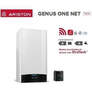 Ariston Caldaia a Condensazione ARISTON GENUS ONE+ NET 30 kW Low NOx WI-FI Metano/Gpl con SENSYS di Serie HD Wi-Fi Alexa e Google Home Completa DI KIT SCARICO FUMI