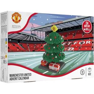 FOCO Calendario dell'Avvento con licenza ufficiale Manchester United FC BRXLZ 3D Mattoncini Modello Albero di Natale