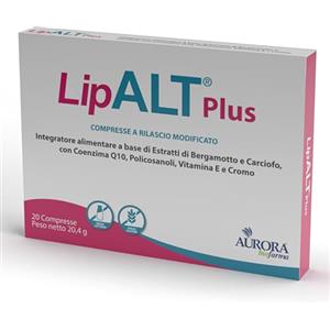 Aurora biofarma Lipalt Plus - Integratore Senza Monacolina K - Integratore a Base di Coenzima Q10, Bergamotto, Carciofo e Policosanoli - 20 Compresse Senza Glutine e Lattosio