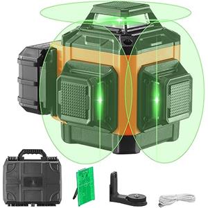 VEVOR Laser a linee incrociate, 30 m, laser autolivellante, 520 nm ± 10 nm, lunghezza d'onda laser da costruzione ± 0,28 cm a 10 m, laser a croce ± 3° 8 ore, tempo di lavoro continuo con batteria al