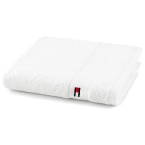 Tommy Hilfiger - Asciugamano per ospiti, bianco, spugna boucle, 520 g/m², 100% cotone pettinato, passamaneria jacquard e ricami, morbido e assorbente, 40x60 cm