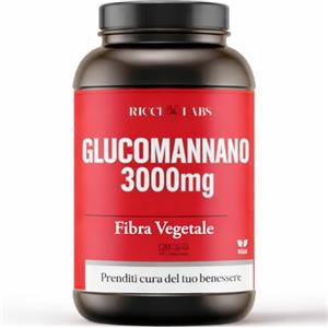 RICCI LABS Glucomannano 3000 mg - Integratore di Fibra Vegetale - Naturale, Vegano, Senza Glutine - 120 Capsule - Made in Italy