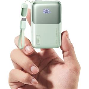 INIU Mini Power Bank, 45W 10000mAh Ricarica Rapida Powerbank, PD3.0 QC4.0 USB C Input & Output Caricatore Portatile per iPhone 17 16 15 14 13 Pro Max, Samsung S22, Verde Chiaro
