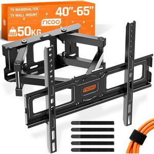 RICOO Supporto a parete girevole per televisori RICOO S5244, adatto per televisori da 40-65 pollici, con capacità di carico fino a 50 kg e compatibile con standard VESA da 200x200 a 400x400. Supporto a parete per televisore, inclinabile e girevole. …