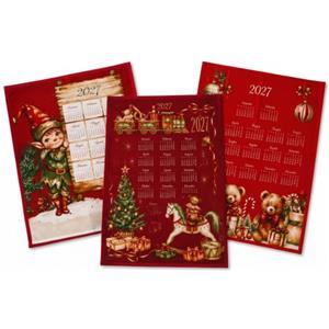 Home Tresor Strofinacci Cucina Natalizi con Calendario 2027 Set di Asciugamani Cucina Natale Canovacci Asciughini 50x70 cm, Fantasie Assortite Set 3 Pezzi