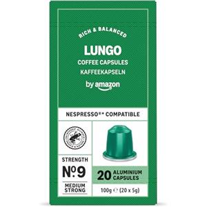 by Amazon Capsule in alluminio di caffè Lungo compatibili con Nespresso, tostatura media, 20 unità, Certificato Rainforest Alliance